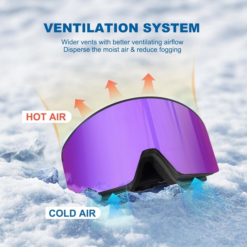 EXP VISION Ski/Snowboard Goggles, Magnetic Lens Snow Goggles with Anti-Fog & UV400 Protection for Men & Women - Image 4